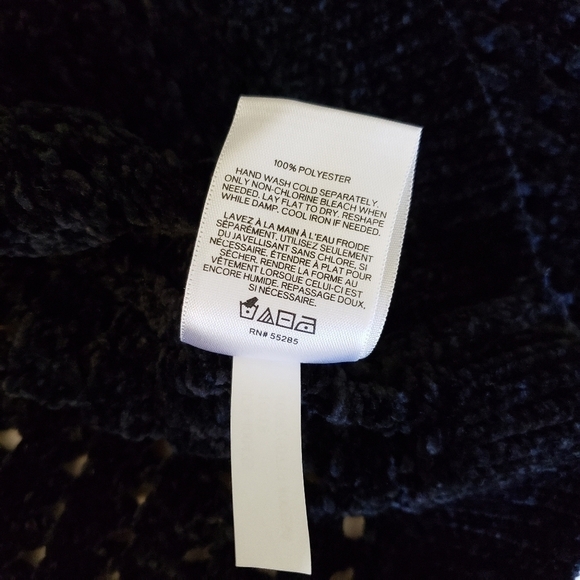 express Black Chenille Open Knit Cropped Sweater - Picture 6 of 7